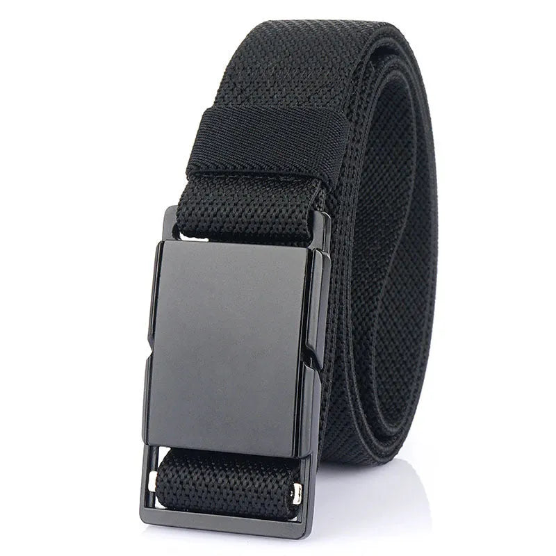 Men's magnetic buckle casual belt with polyester strap and alloy clasp in multiple colours