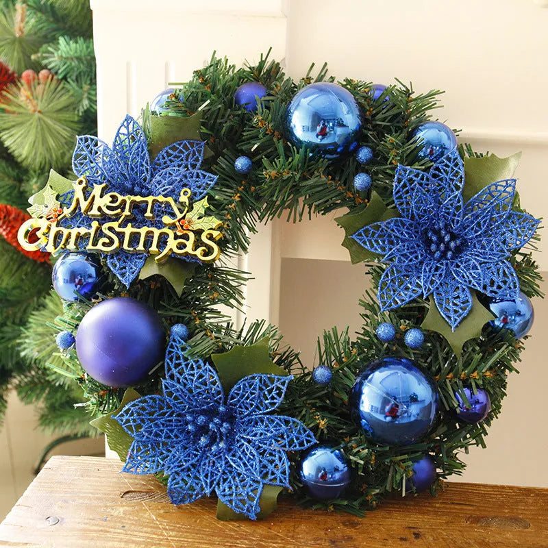 30cm multicolour plastic Christmas wreath in blue gold pink purple red or silver for door wall decoration