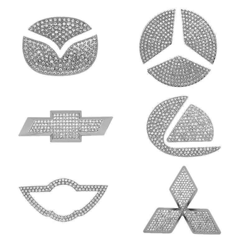 Zinc alloy diamond pattern decorative sticker for a Toyota car steering wheel.