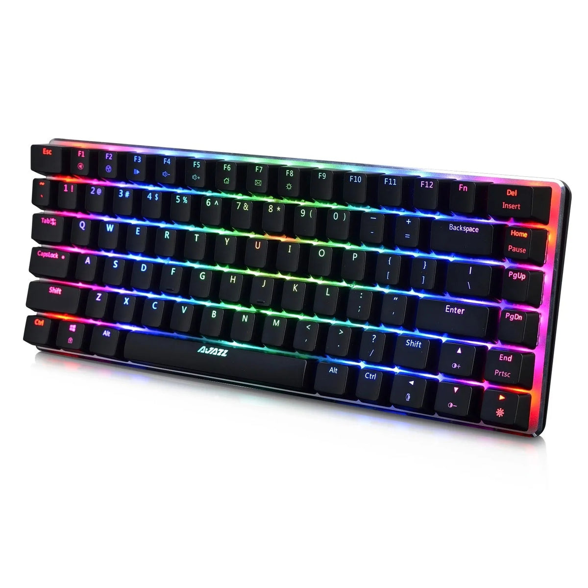 Black AK33rgb mechanical keyboard with 82 keys, wired USB, plastic construction, RGB backlight option available