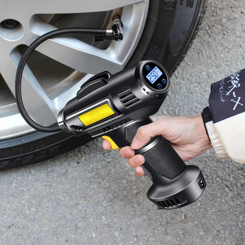 Wireless digital display car tyre inflator pump with lithium battery and air nozzles