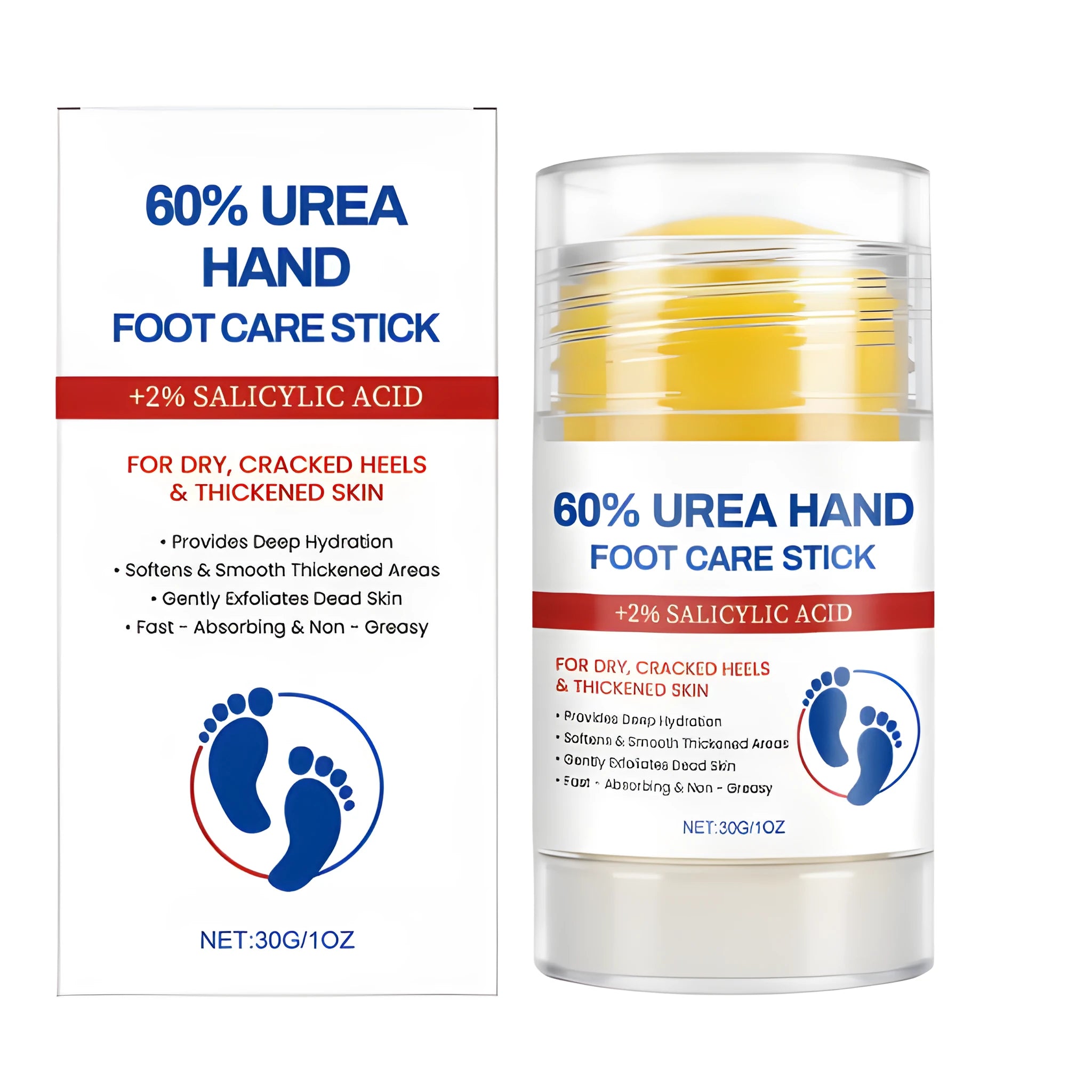 30g anti-cracking moisturising stick for hands and feet with urea and salicylic acid.