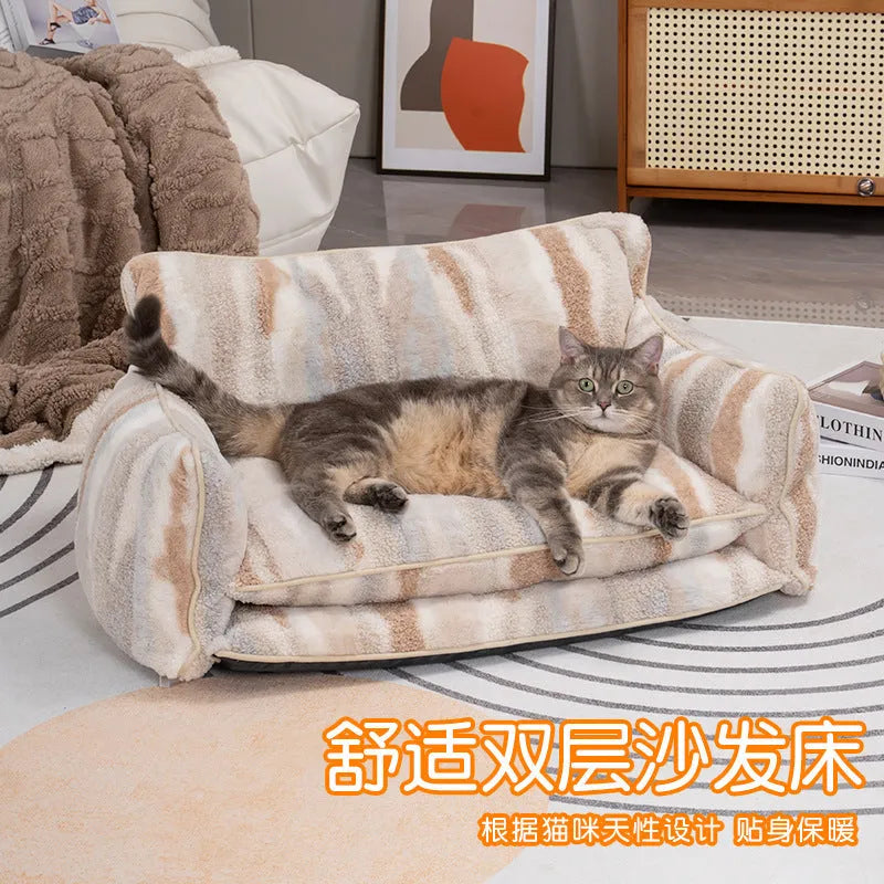 Cloth pet sofa dog bed in Black and White Ripple colour fully removable washable cover size L