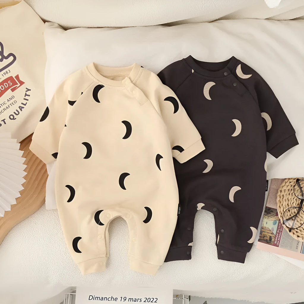 Cotton baby jumpsuit long sleeves long climbing style dark gray apricot 66cm to 90cm height spring autumn