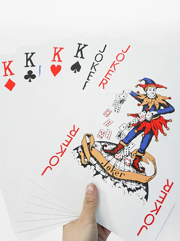 Jumbo playing cards in large size for table games with enhanced visibility