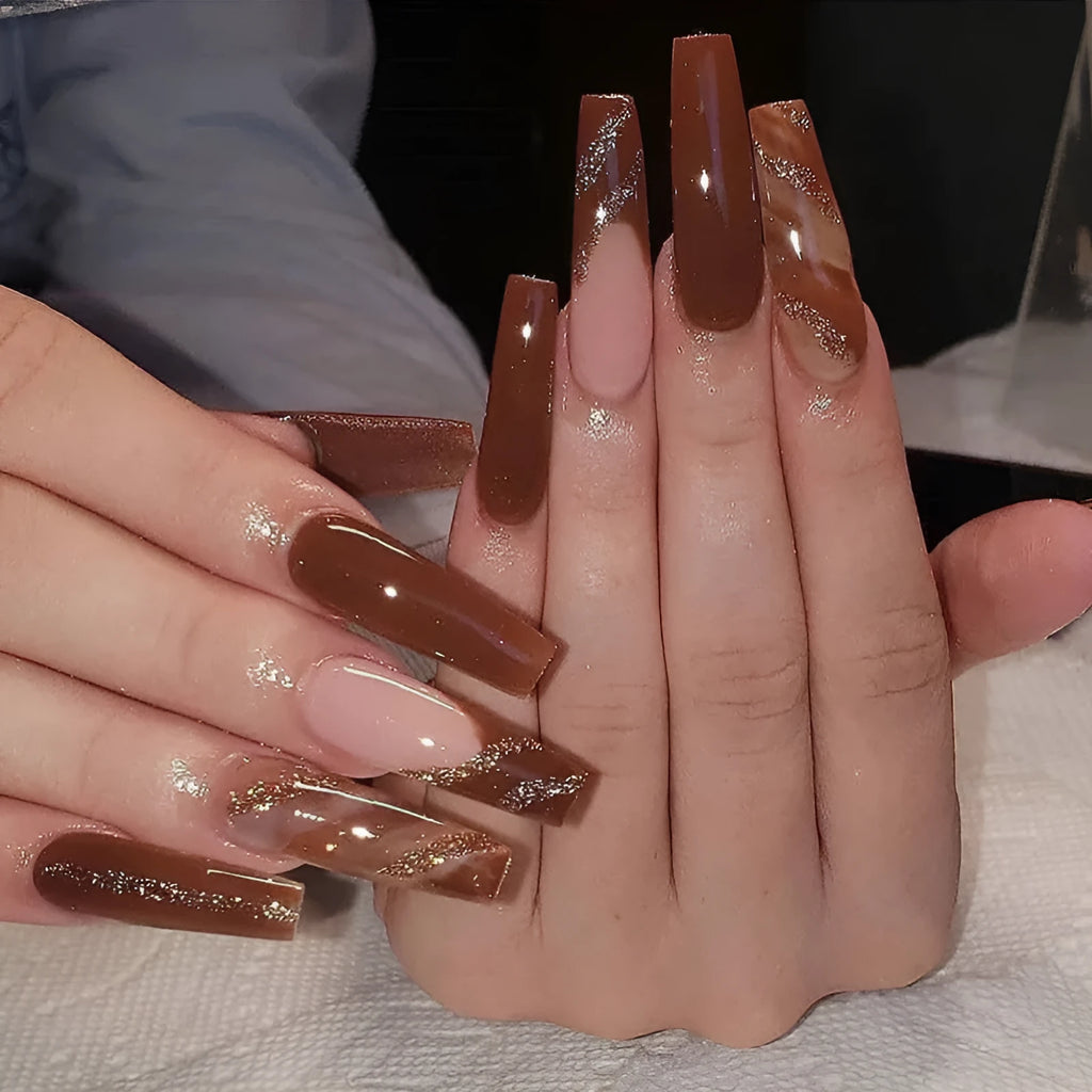 Wear Nail maple leaf red French tip press on nails 24-piece set in cardboard box