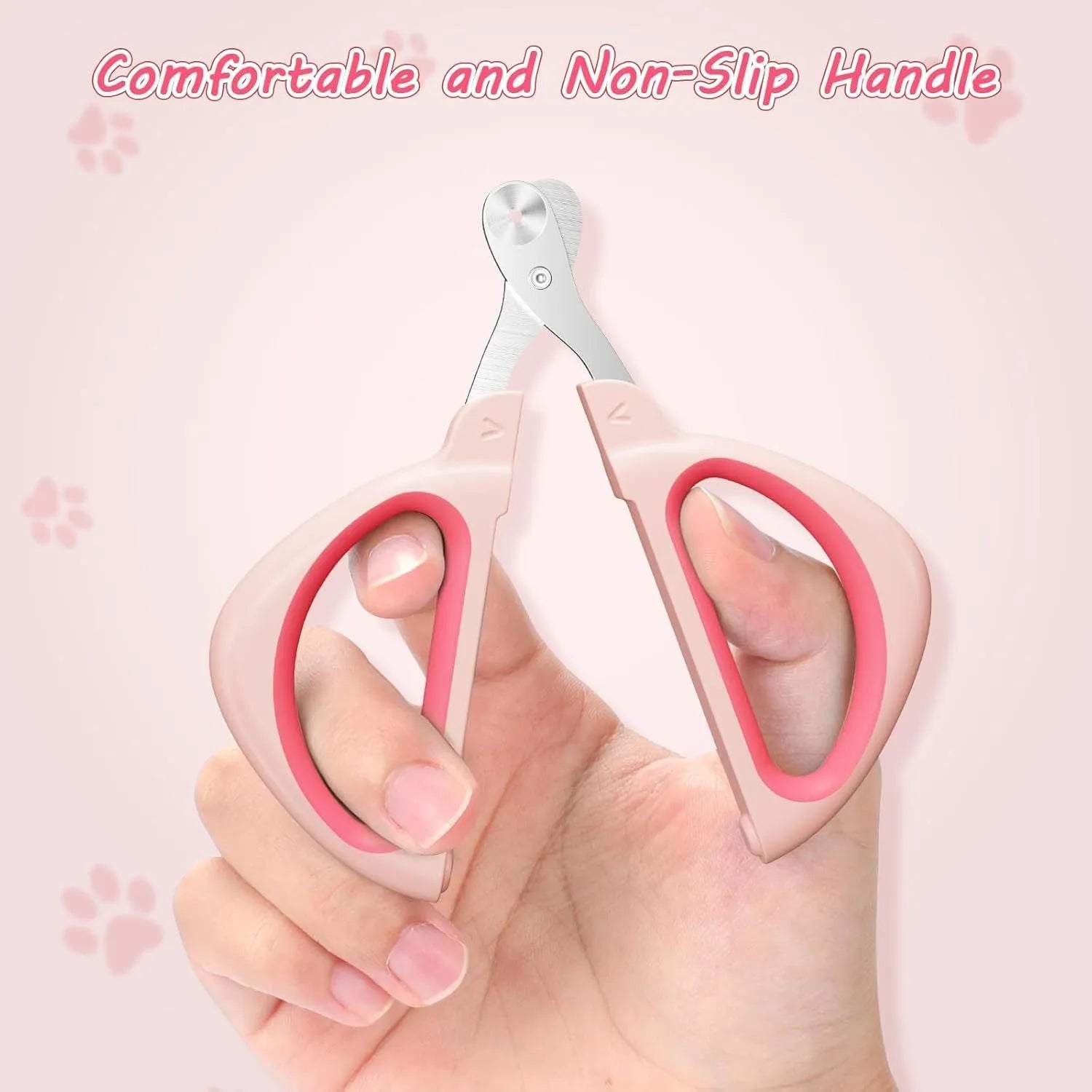 Blue pet nail clipper with a round positioning hole and stainless steel blade for trimming cat nails.