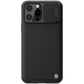 Black textured sliding back cover phone case for iPhone 13 Pro Max with PC and TPU construction