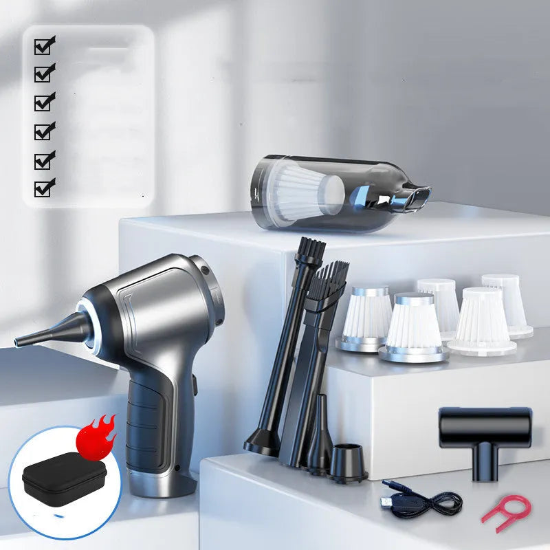 Car mounted brushless handheld inflatable vacuum cleaner with charging base and EVA bag