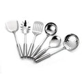 6 piece stainless steel kitchenware set with anti-scalding design, including shovel, spoons and colander
