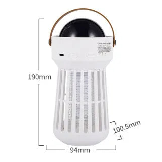 White electric mosquito killer lamp with star projection feature and folding handle