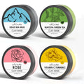 Four tub Dead Sea mud clay mask set with green tea, turmeric and rose formulas