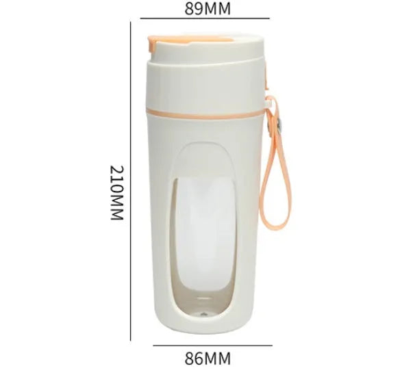 Grass green portable USB electric blender with borosilicate glass cup and charging cable
