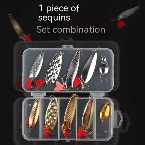 Pineapple sequin box iron fishing lure with gold and silver metal sequins in packaged sets