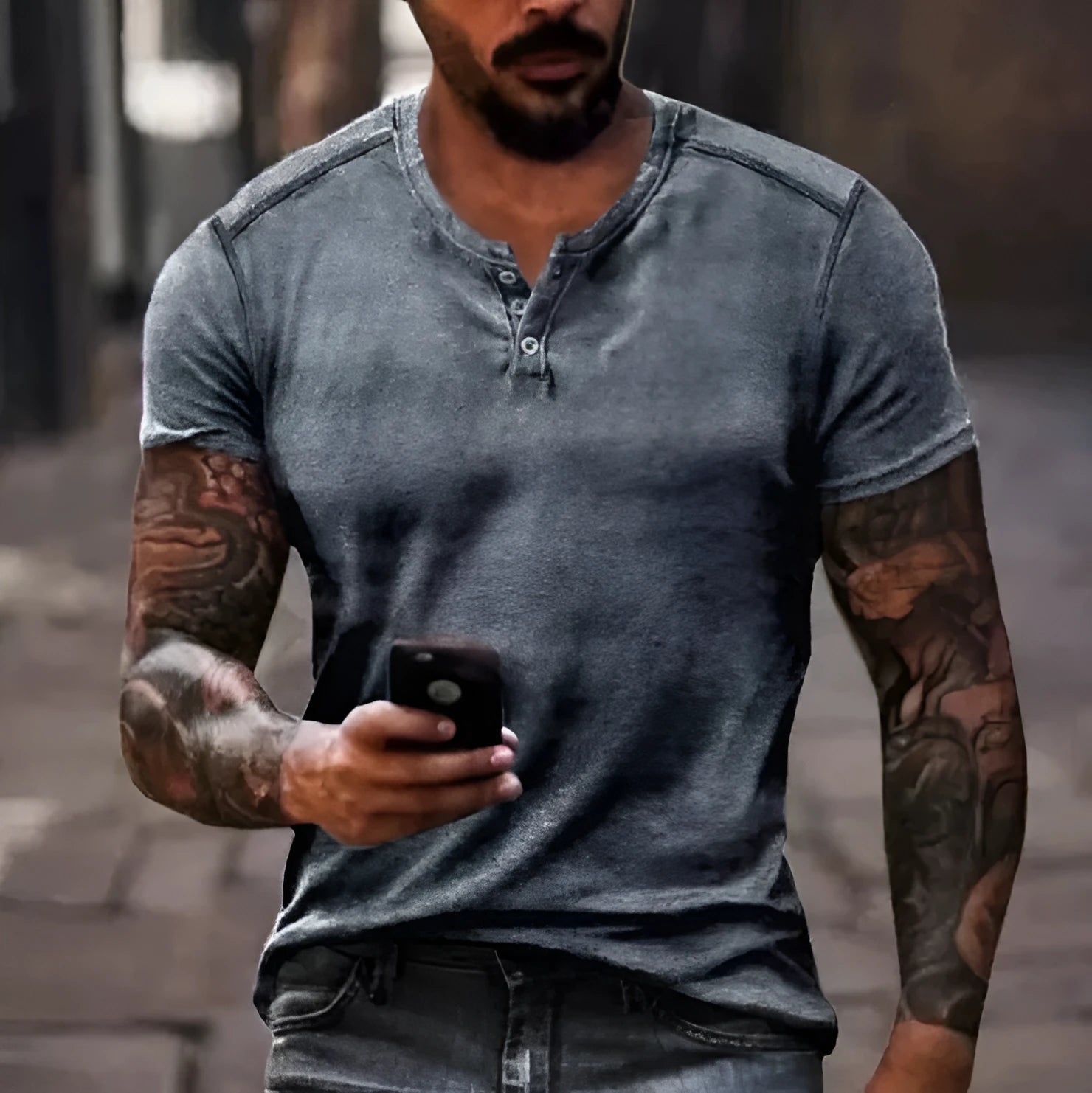 Men's 3D printed short sleeve polo shirt in bird eye cloth for summer sports wear
