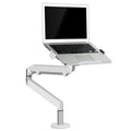 Silver aluminium alloy hover notebook air pressure arm bracket holding a laptop