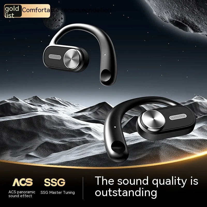 OWS Open Bluetooth Headset OpenBuds P3 in Elegant Black with ear hook design and plastic aluminium alloy frame