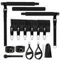 Yoga gymnastic bar resistance band set with 180-pound tension in pink and black TPE ribbon style.