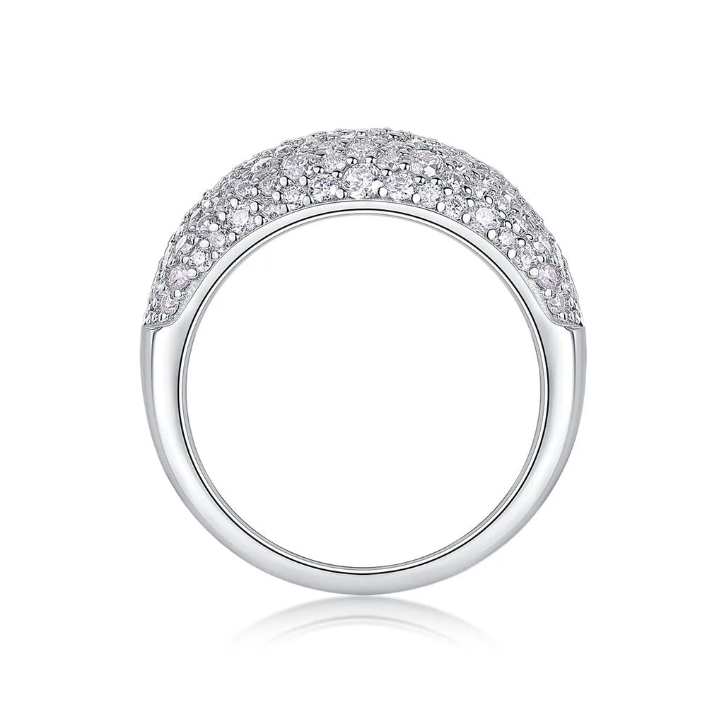 Moonlit Night Stars wedding ring set with moissanite diamond on platinum-plated S925 silver band, gift box with GRA certificate