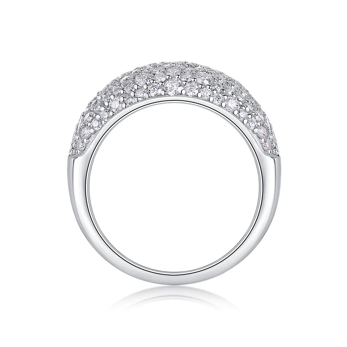 Moonlit Night Stars wedding ring set with moissanite diamond on platinum-plated S925 silver band, gift box with GRA certificate