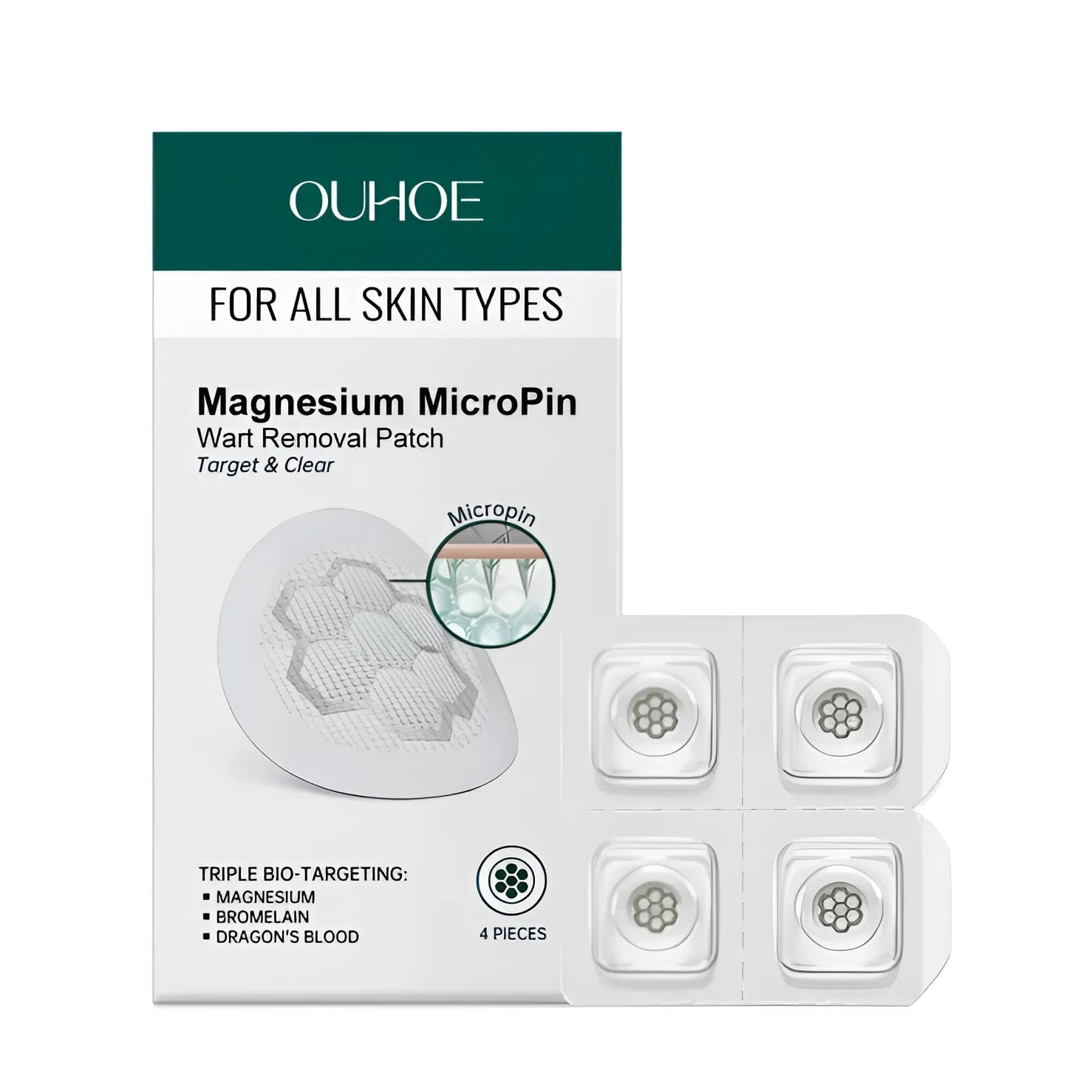 Wart removal patch with Croton resin and bromelain 4 pieces box for face and eye area