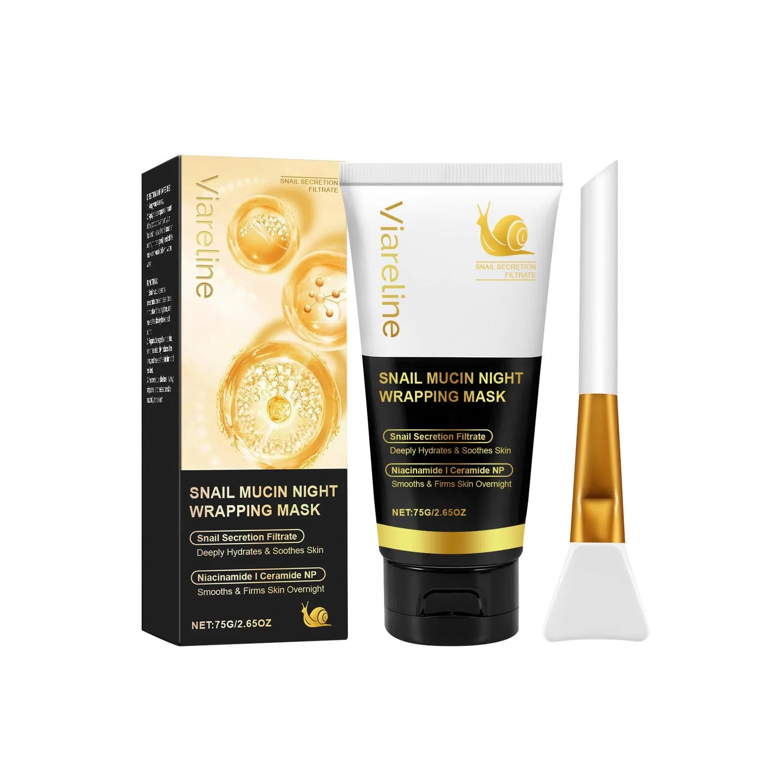 Turmeric sleep mask set with brush applicator in 4.6x4.6x14.2cm packaging