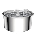 Stainless steel pet water dispenser with round runway design and bowl-window faucet