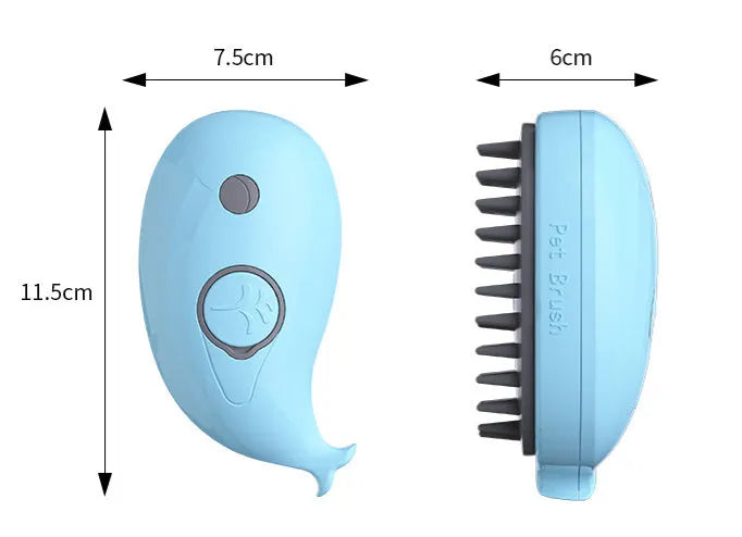 Three-in-one pet spray comb for dogs and cats in sky blue with ABS build and spray function