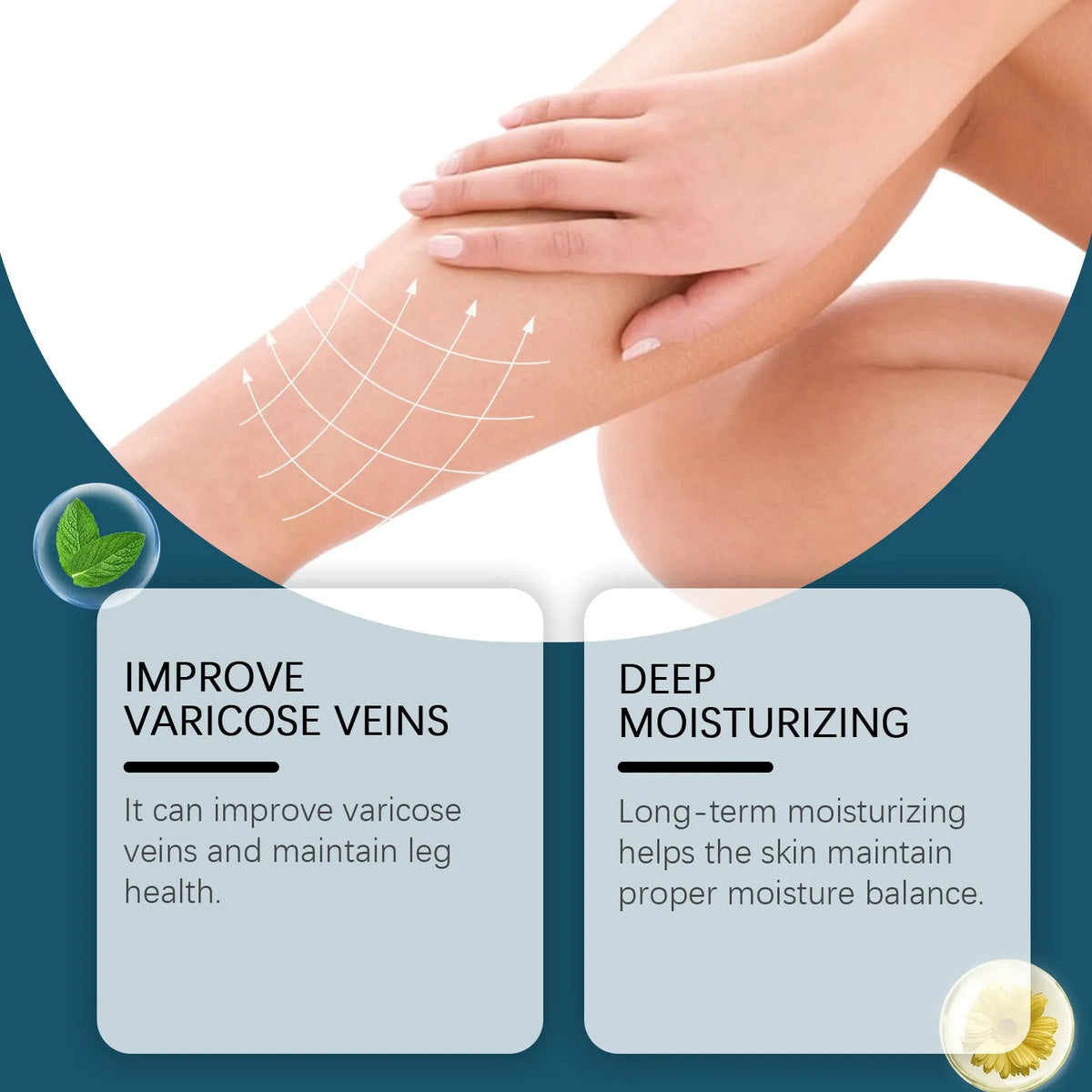 20g tube of leg massage cream containing mint leaves, arnica, witch hazel, vitamin B6 and aloe leaves