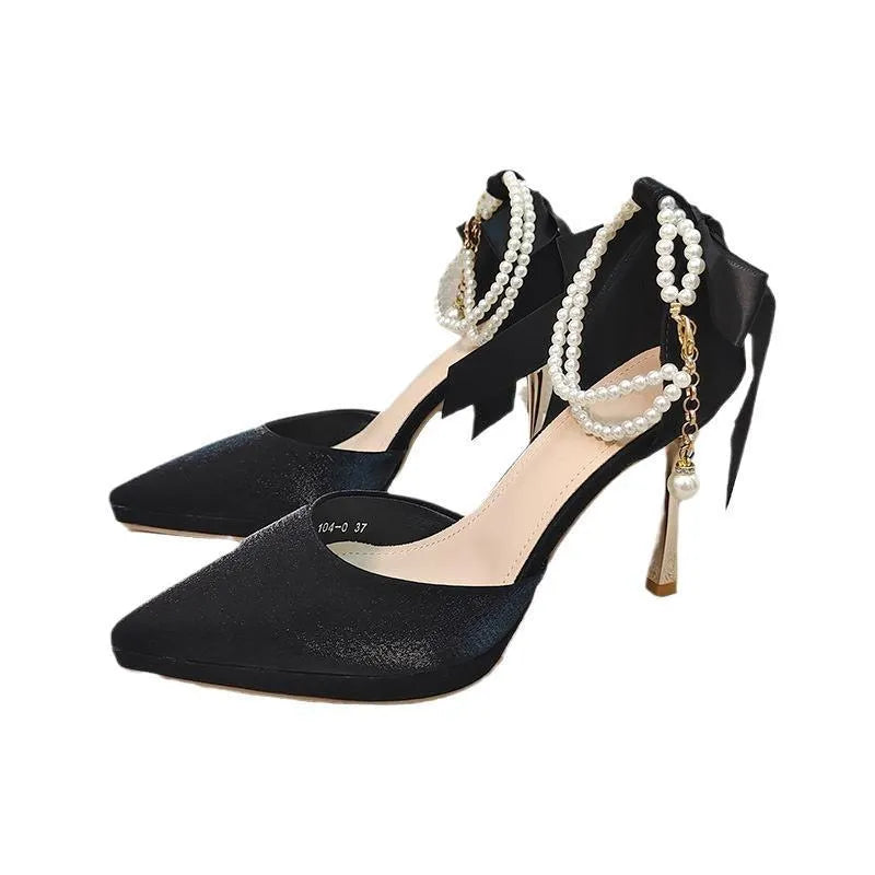 Women's high heel pumps pointed toe stiletto heel waterproof platform solid colour shoes
