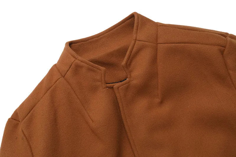 Solid-colour form-fitting khaki woolen coat for middle-aged and young men autumn outerwear