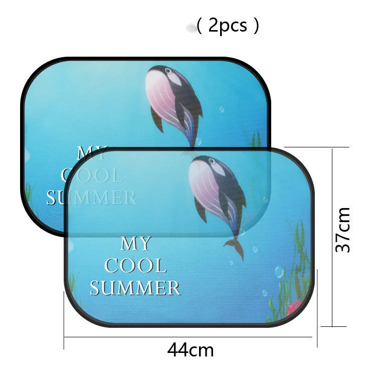 Electrostatic adsorption nylon mesh car side window sunshade with animal pair design options