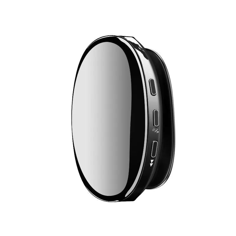 Blue Bluetooth MP4 music player with OLED screen showing music menu.