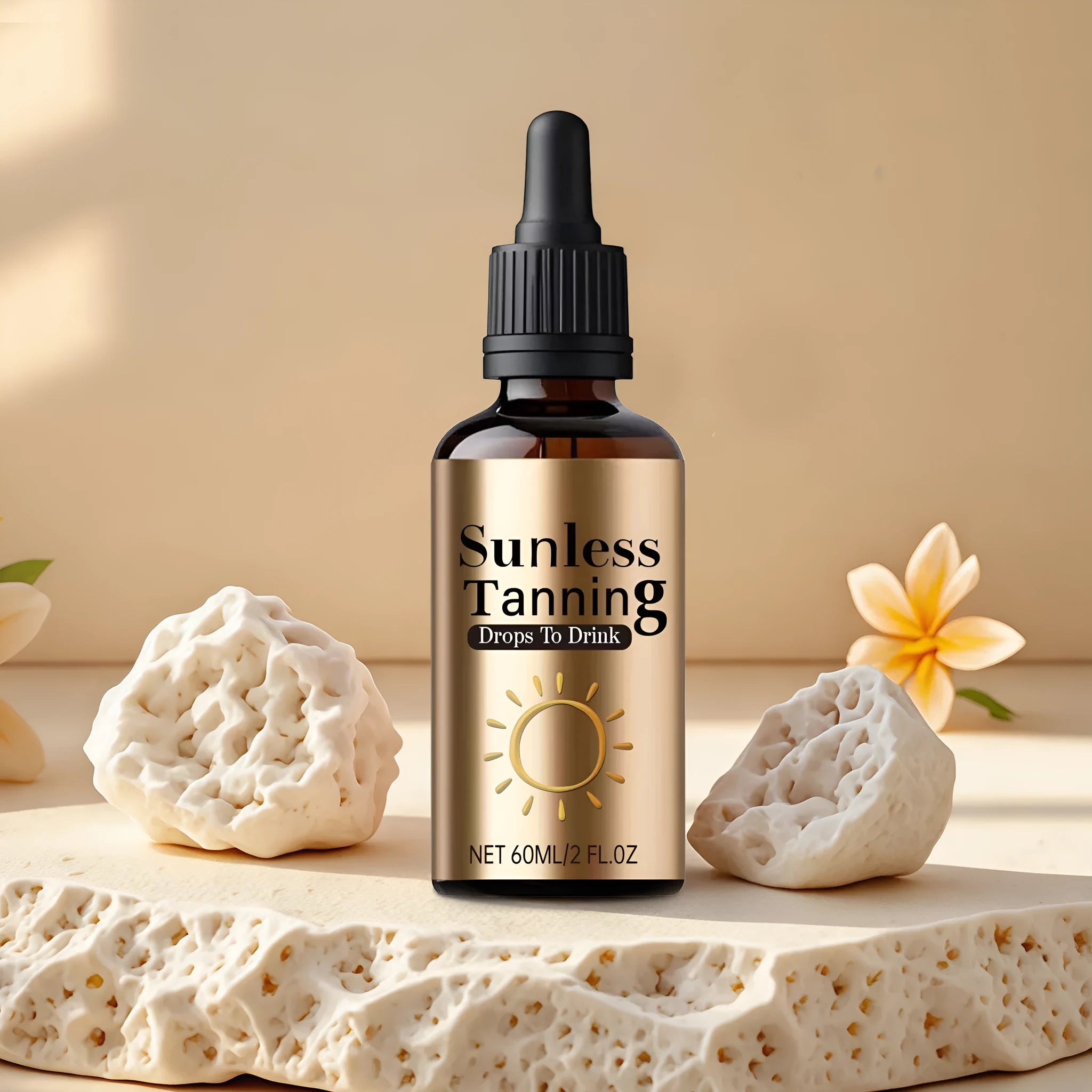 Black plastic bottle containing 60ml of oral drops for first aid and family medicine cabinets