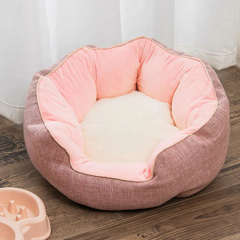 Blue octagonal pet sofa bed with removable mats for cats and small dogs