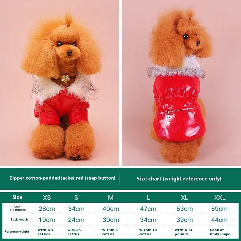 Blue British style cotton dog jacket for winter wear on medium-sized dog