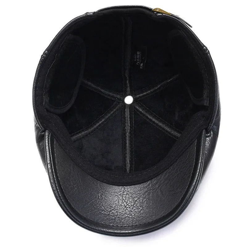 Korean style men's peaked cap adjustable polyester conical crown black brown casual hat