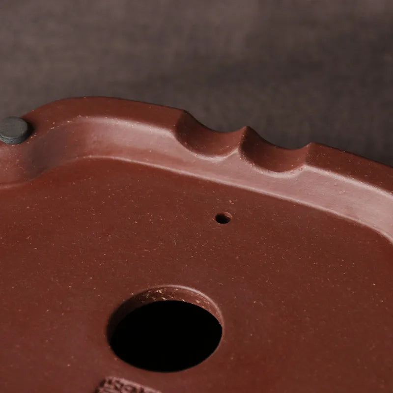 Handmade purple clay ceramic bonsai basin with classical Chinese styling