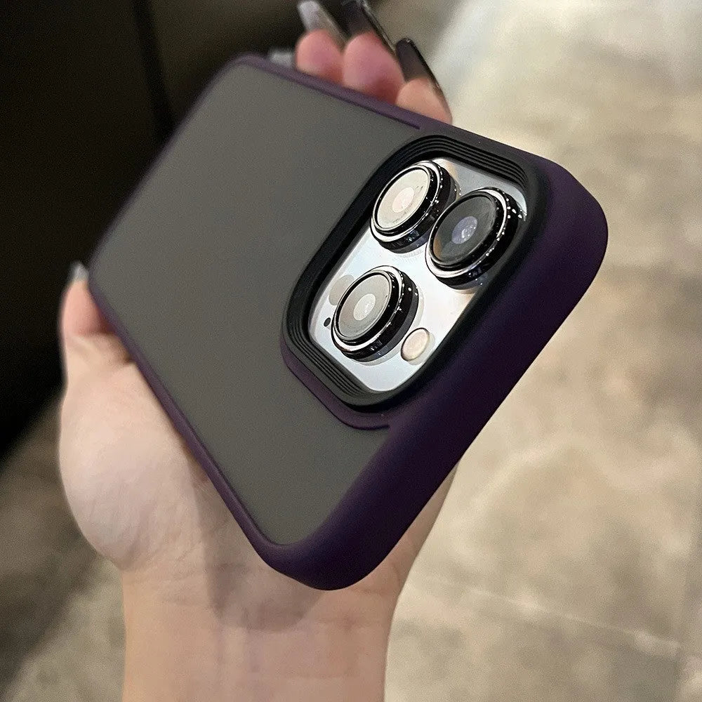 Magsafe frosted phone case for iPhone 15 Pro Max in Titanium Grey with PC and TPU construction