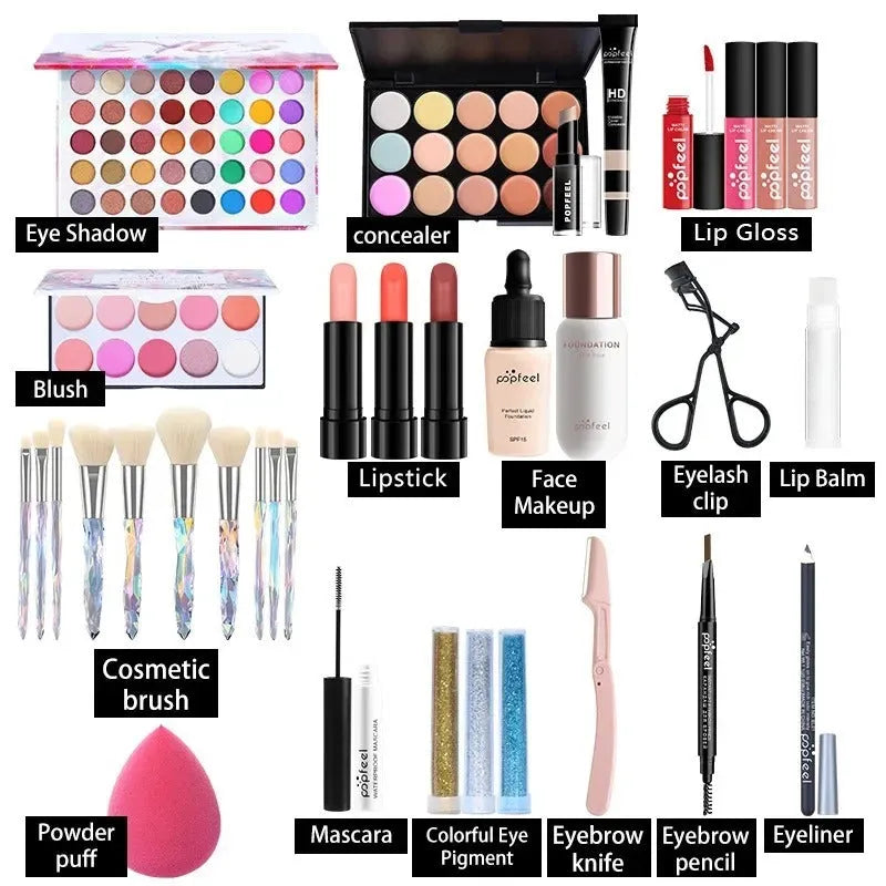 Beginner cosmetics makeup set KIT014 in a gift box with natural nude makeup products