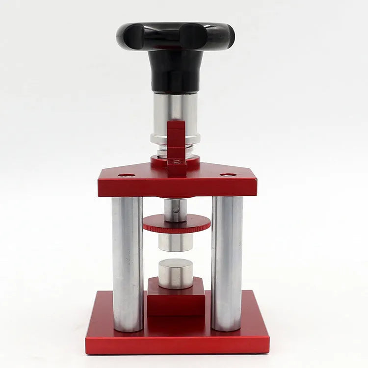 Watch repair spiral presser tool with a set of 20 coloured plastic moulds for watch back covers.