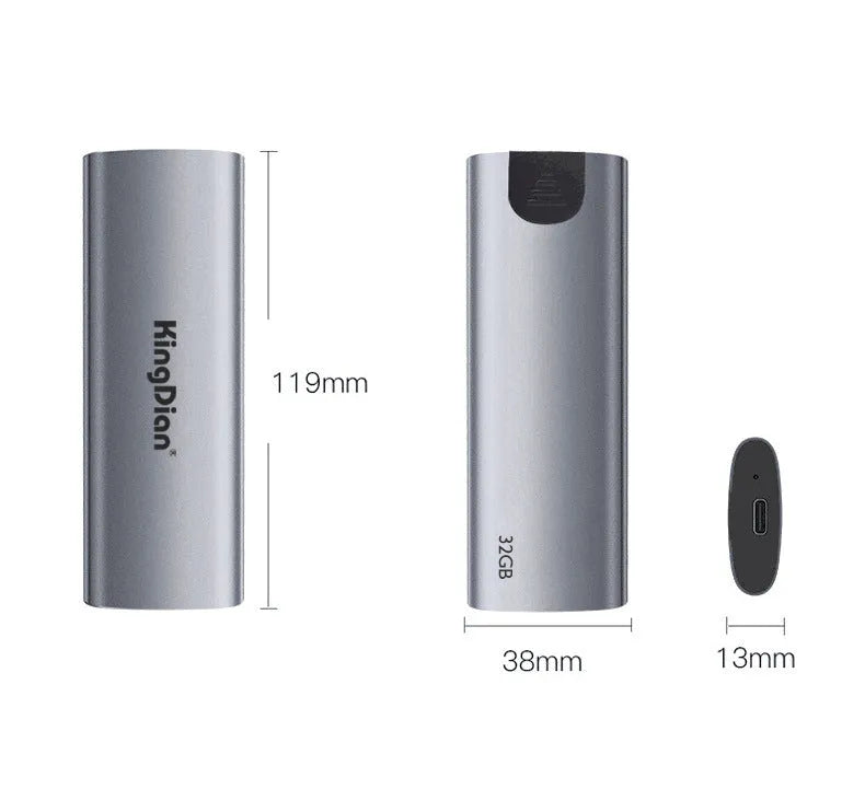 Grey mobile SSD hard drive with USB 3.0 interface for direct phone connection