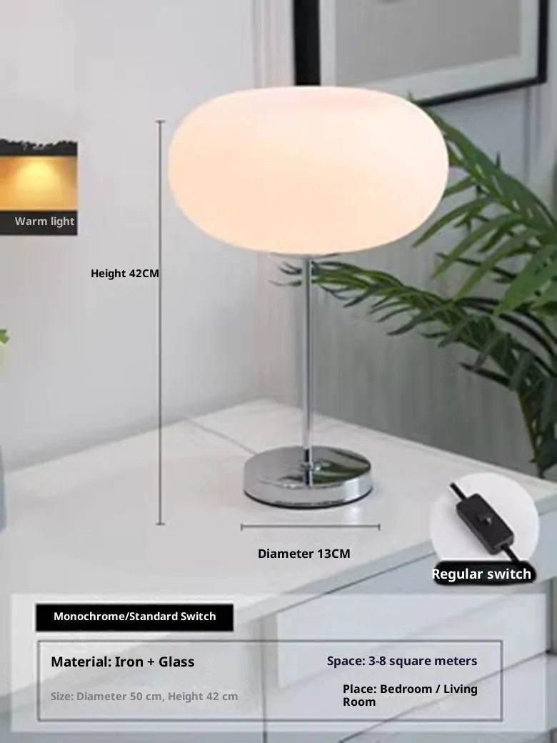 Glass lamp with 28cm single lampshade, button switch, and tricolor light for bedside decor