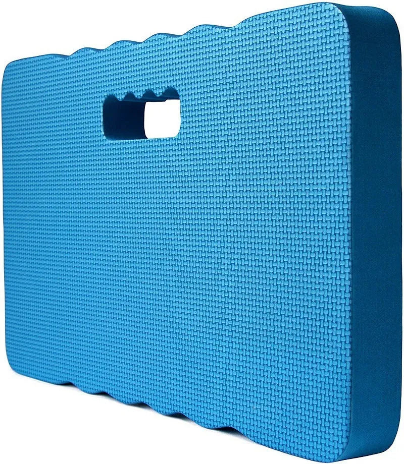 Blue EVA foam reversible garden kneeler and seat pad on grass