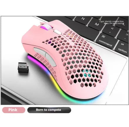 Hollow-out luminous wireless gaming mouse with charging function