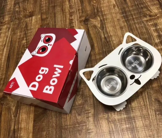 Anti-falling stainless steel cat dog feeding bowl with inclined design, 35x25x80cm, available in black