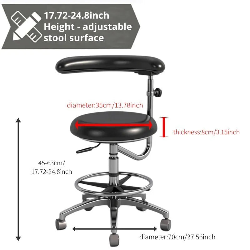 Black leather dental chair with electric lift mechanism for dental surgeries