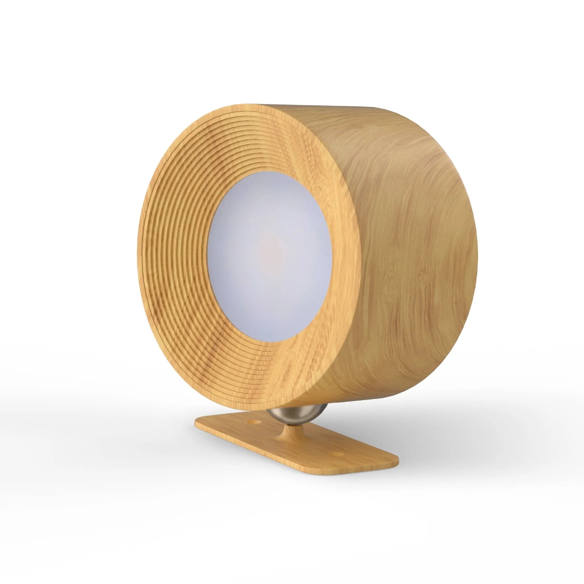 Circular wood grain wiring-free magnetic suction night light with remote control and base