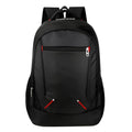 Black Oxford cloth laptop backpack 15 inch with computer slot, camera slot, ID bag and dimensions 31cm x 47cm x 16cm
