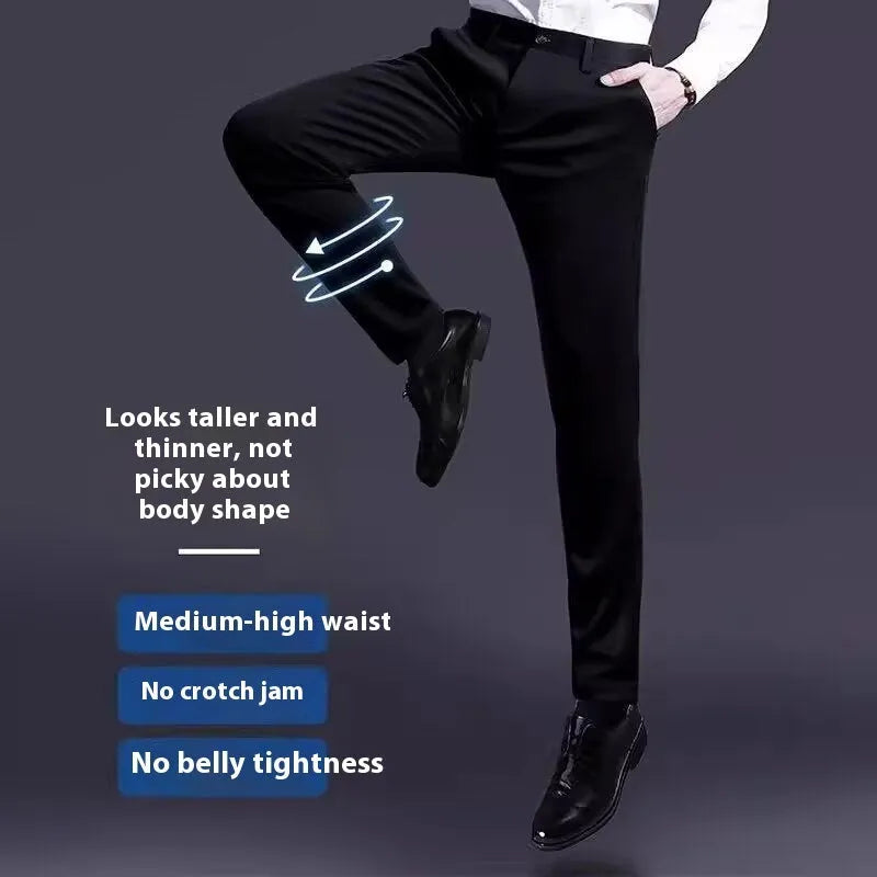 Men's business casual trousers in X11 Navy Blue, straight leg with micro elasticity, polyester blend